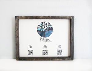 QR Code Wood Sign with Business  Logo, Scan To Pay, Venmo, Social Media Sign, Restaurant Menu sign, Scannable QR Code, Multiple QR Codes