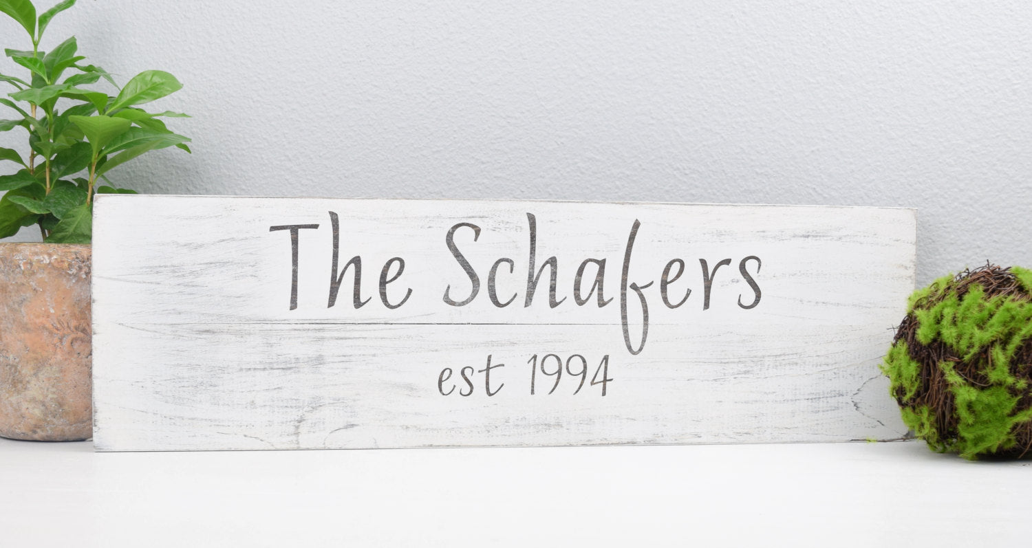 Family Name Established Sign - Custom Last Name Sign - Personalized Wood Signs - Wedding Established Sign - Family Est. Sign - Wedding gift