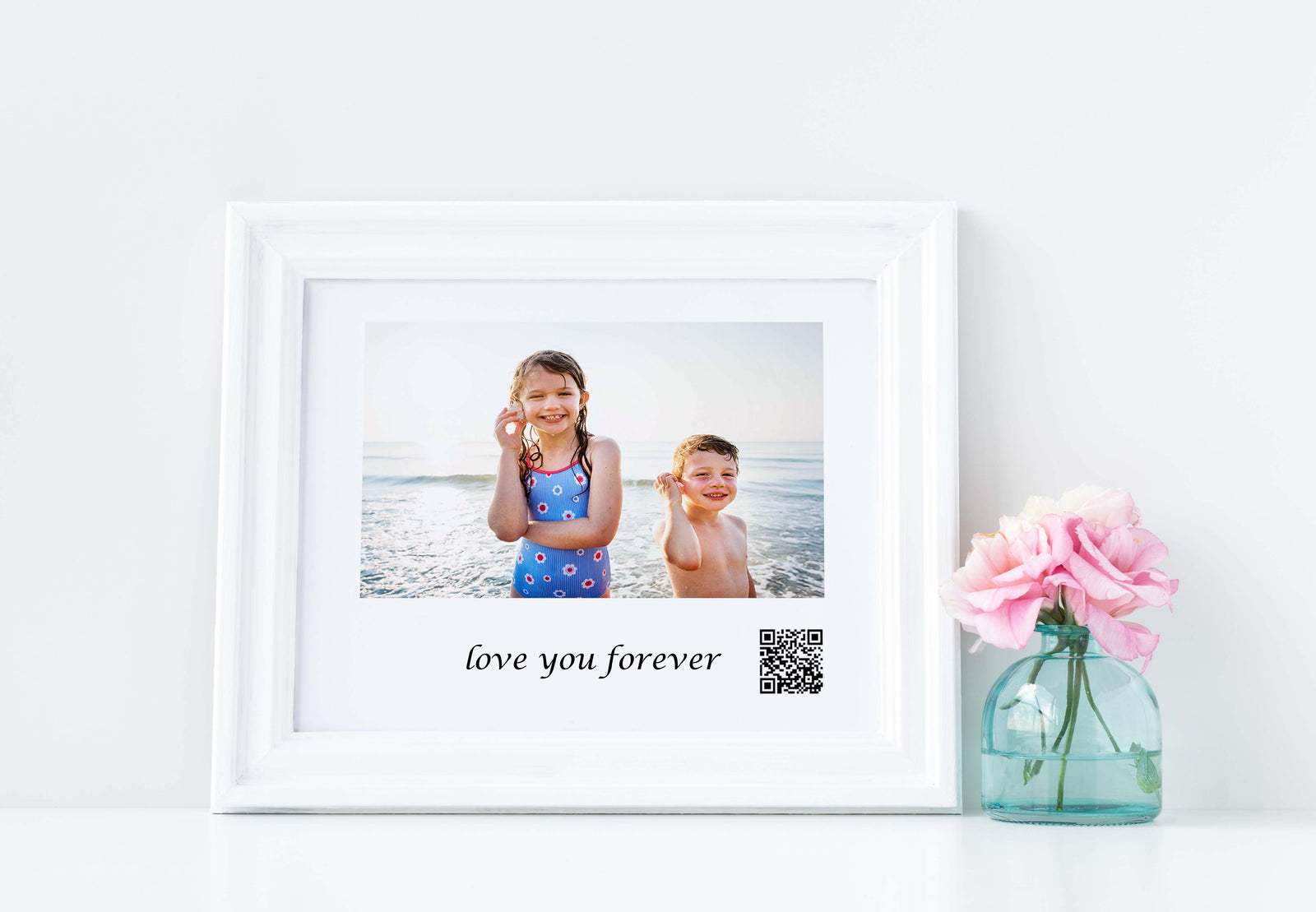 Photo With Soundwave Canvas Print, Soundwave Art QR Code, Unframed