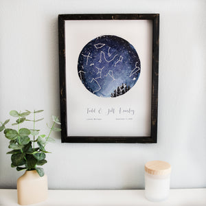 Star Constellation Map - Custom Framed and Personalized Night Sky Print