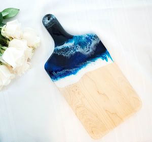 Ocean Theme Wood Cutting Board with Handle