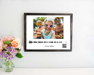 Personalized Remembrance Gift, Voice Recording Art with Photo Wood Frame