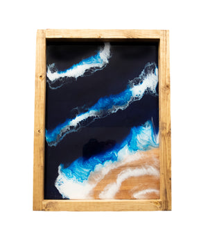 Handmade Wood Serving Tray, Ocean Inspired Resin Charcuterie Board