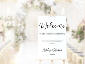 Unplugged Wedding Sign, Modern Acrylic Welcome Sign