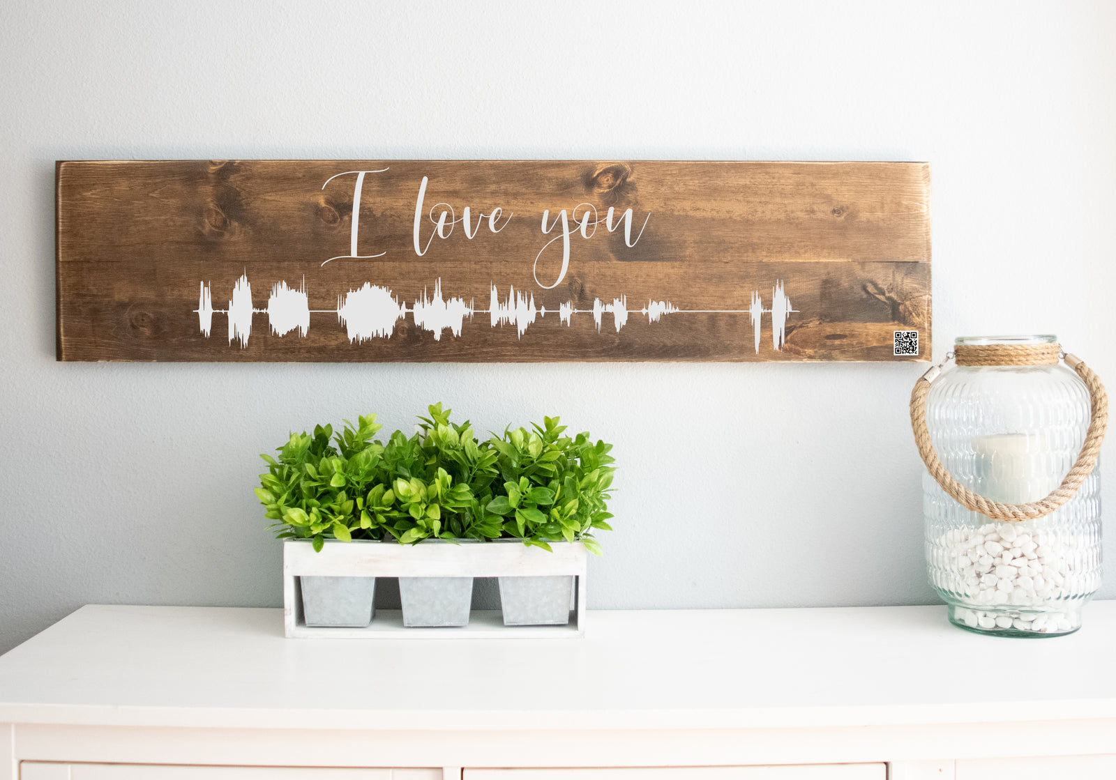 Personalized Soundwave with QR Code Wood Sign Wall Décor